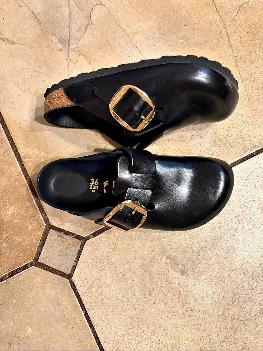 Birkenstock Boston Big Buckle Black Sandals EU 36